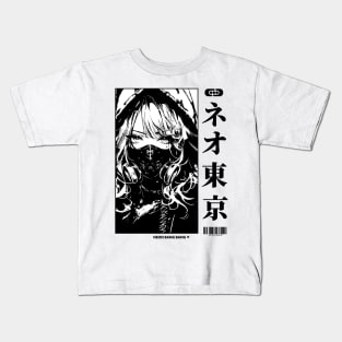 Vaporwave Cyberpunk Japanese Manga Girl Kids T-Shirt